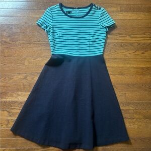 Talbots Teal and Navy Striped Dress